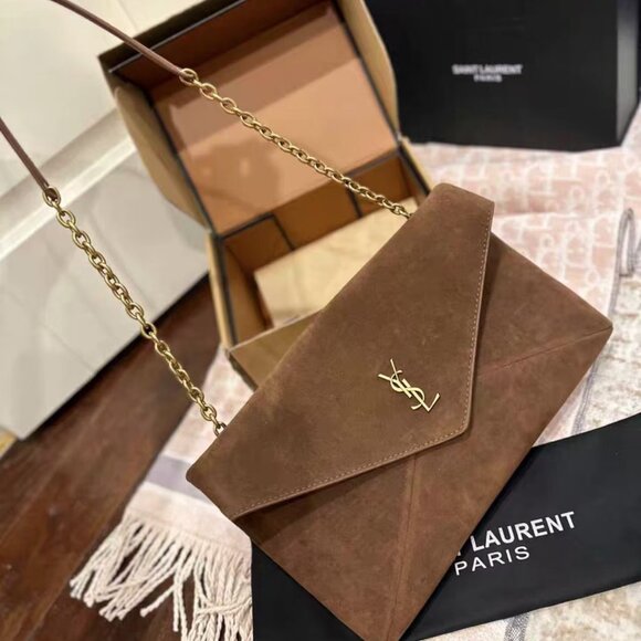 YSL Envelope Suede Chain Shoulder Bag - Picture 2 of 6